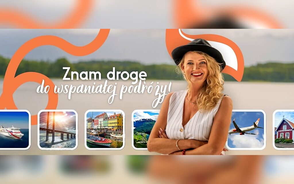 Sylwia Lis, właścicielka biura podróży Lisie Wojaże, na materiale marketingowym z hasłem Znam drogę do wspaniałej podróży