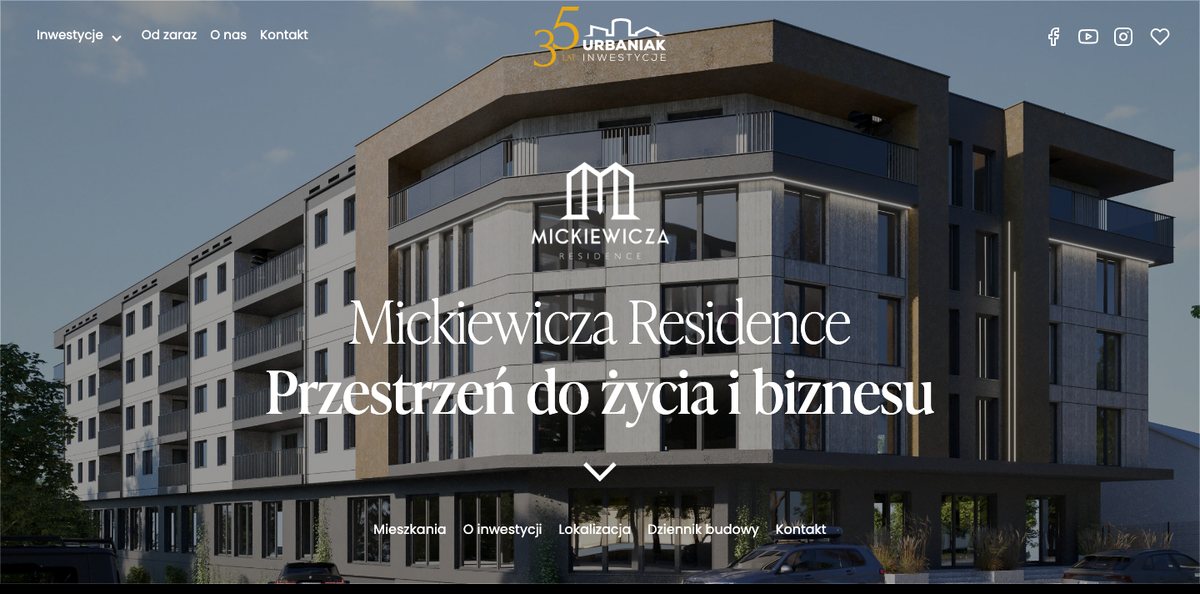 Strona Urbaniak Inwestycje - podstrona inwestycji Mickiewicza Residence