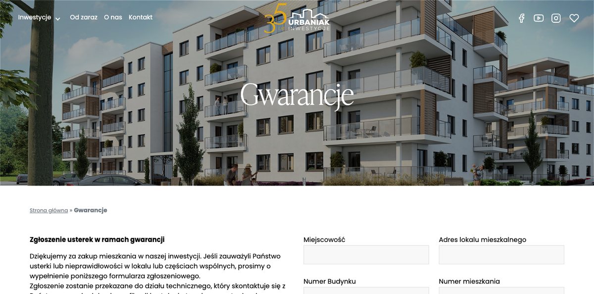 Formularz zgłoszenia usterek w ramach gwarancji