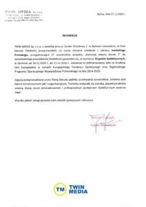 List referencyjny - TWIN MEDIA