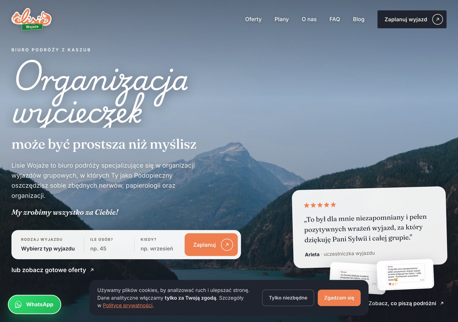 Strona biura podróży Lisie Wojaże