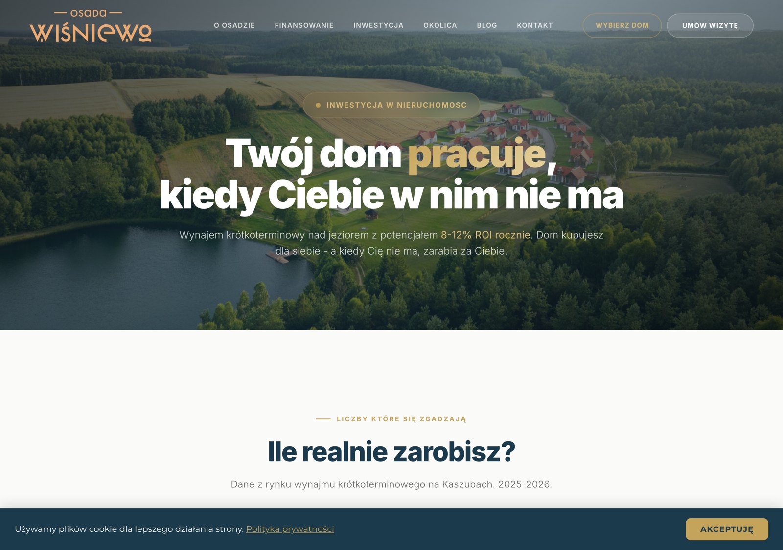 Strona Osada Wiśniewo - osiedle domów nad jeziorem, Rekowo na Kaszubach