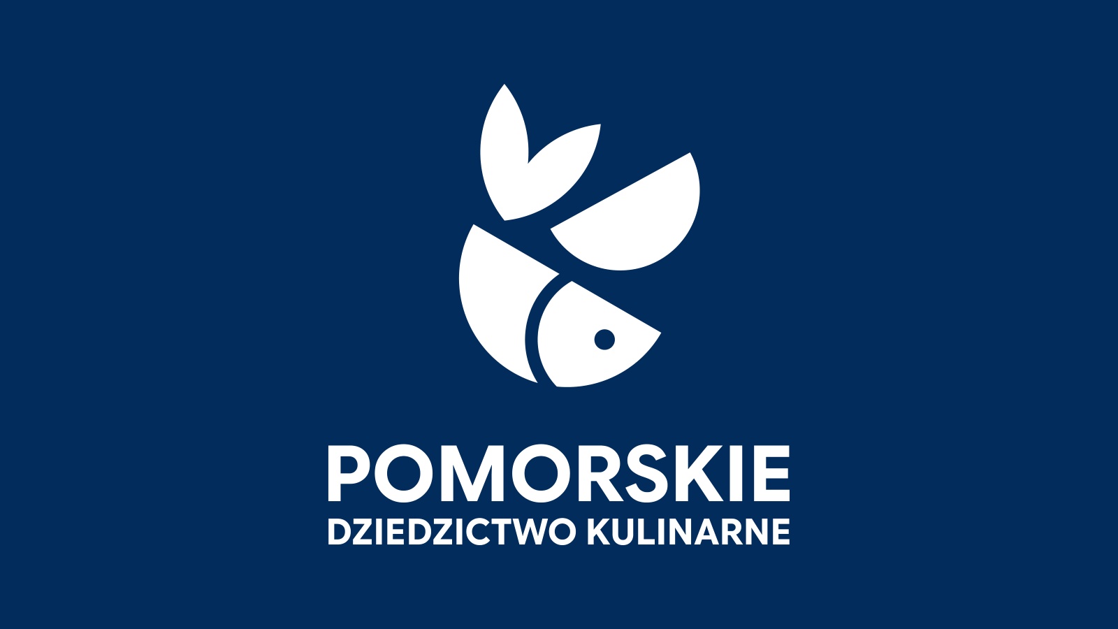 Znak Pomorskie Dziedzictwo Kulinarne w wersji pionowej na granatowym tle