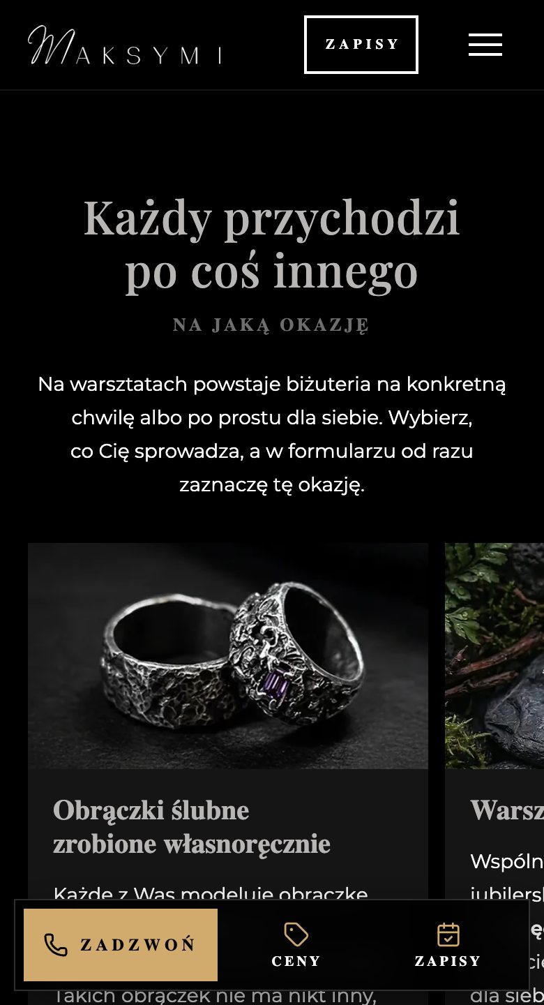 Karty okazji na stronie warsztatybizuterii.pl na telefonie