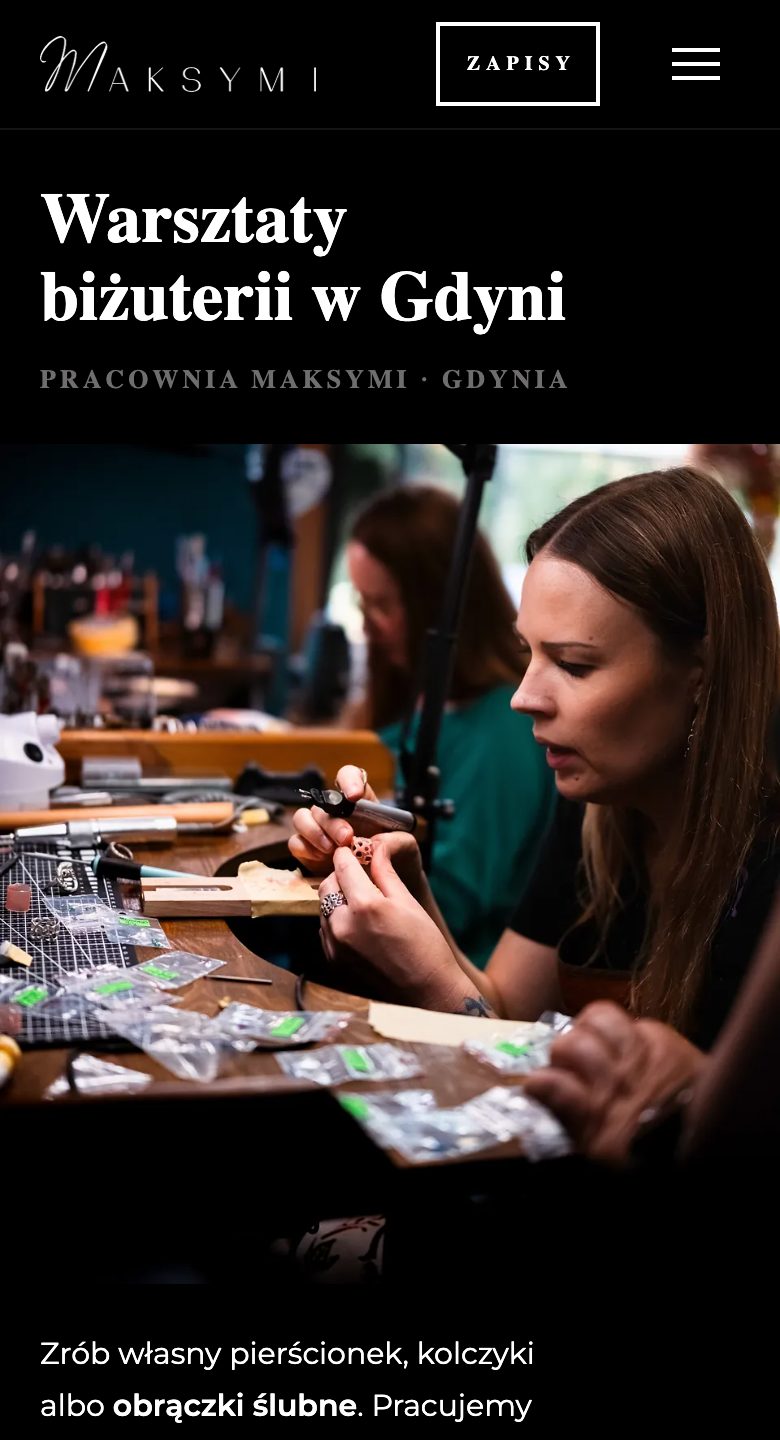 Nagłówek strony warsztatów na telefonie
